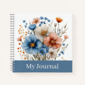 Carnet Personalized Blue Wildflower Watercolor (Devant)