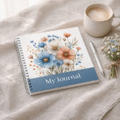 Carnet Personalized Blue Wildflower Watercolor