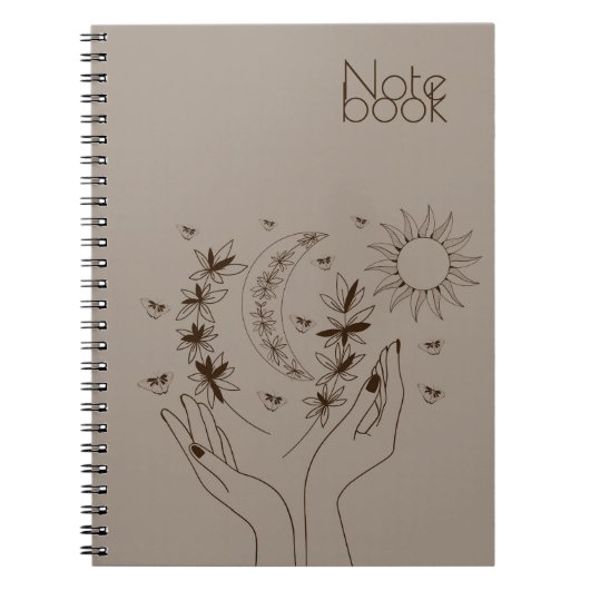 Carnet Personalized Boho Moon & Sun Spiral Notebook (Devant)