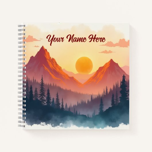 Carnet Personalized Boho Mountains at Sunrise (Devant)