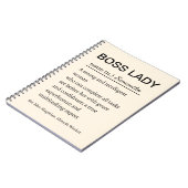 Carnet Personalized Boss Lady Definition Notebook Funny (Côté gauche)