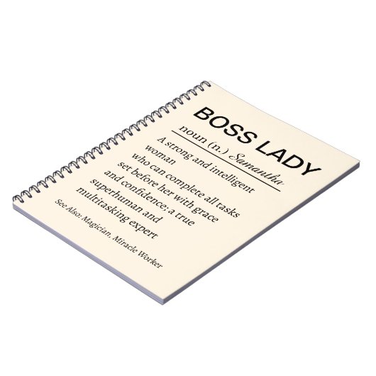 Carnet Personalized Boss Lady Definition Notebook Funny (Côté gauche)