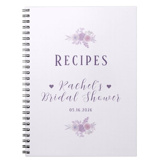 Carnet Personalized Bridal Shower Baked Goods Recipe Book (Devant)