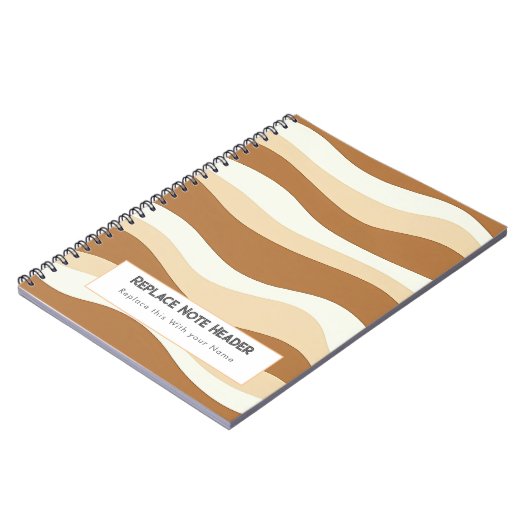 Carnet Personalized Brown Wave Patterned  (Côté gauche)