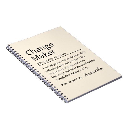 Carnet Personalized Change Maker Definition (Côté Droit)