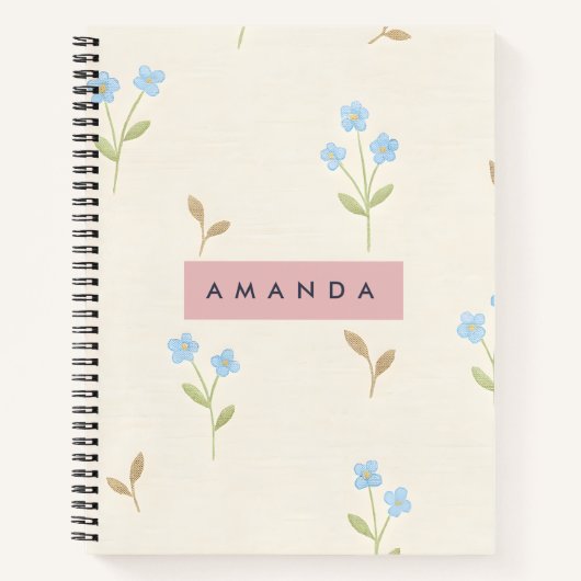 Carnet Personalized Charming Blue Wildflower Print (Devant)