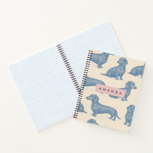 Carnet Personalized Charming Elegant Dachshund Pattern (Intérieur)