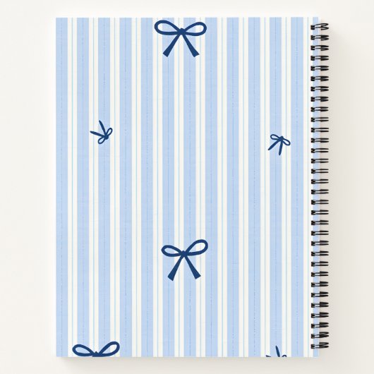 Carnet Personalized Classic Blue Pastel Striped Bow (Dos)
