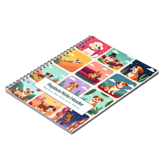 Carnet Personalized Colorful Cute Dogs Notebook (Côté gauche)