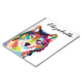 Carnet Personalized Colorful Pop Art Wolf Notebook (Côté gauche)