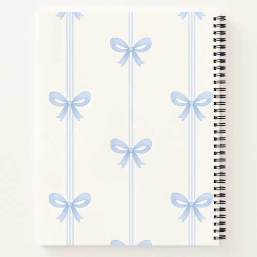 Carnet Personalized Coquette Pastel Soft Blue Ribbon Bow  (Dos)
