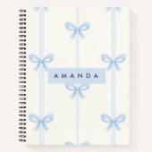 Carnet Personalized Coquette Pastel Soft Blue Ribbon Bow  (Devant)