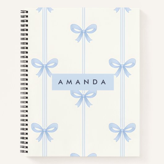 Carnet Personalized Coquette Pastel Soft Blue Ribbon Bow  (Devant)
