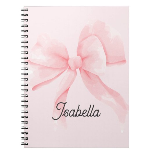 Carnet Personalized Coquette Pink Bow Girl (Devant)