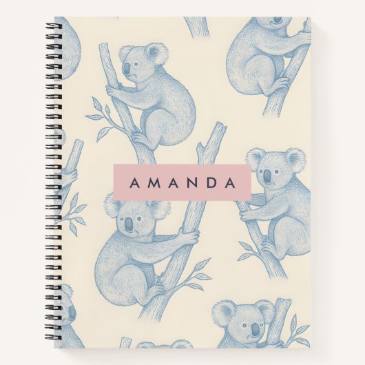 Carnet Personalized Cozy Koala Pattern (Devant)