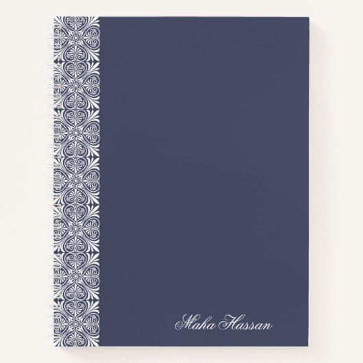 Carnet Personalized crown blue Floral Notebook   (Devant)