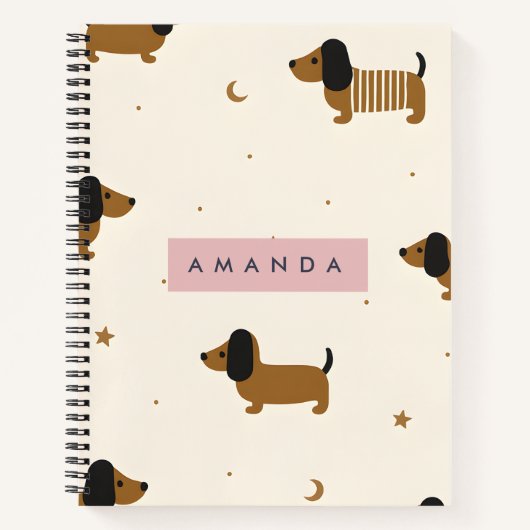 Carnet Personalized Cute Brown Dachshund Puppy (Devant)