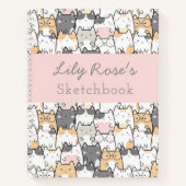 Carnet Personalized Cute Cat Pattern Sketchbook (Devant)