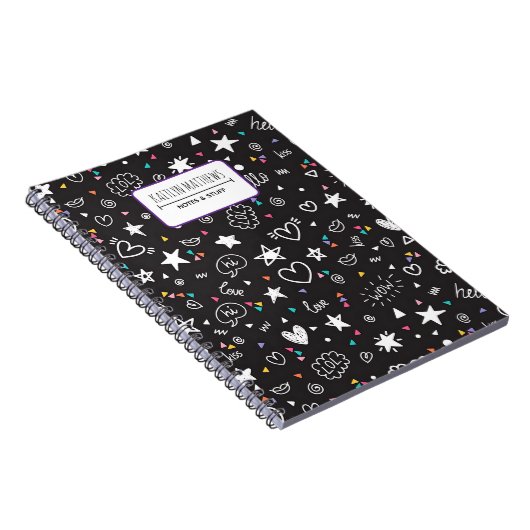 Carnet Personalized Cute Doodle Notebook with Name (Côté Droit)