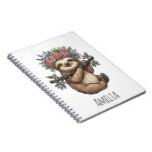 Carnet Personalized Cute Floral Sloth with Flower Crown   (Côté Droit)