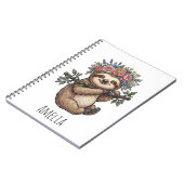Carnet Personalized Cute Floral Sloth with Flower Crown   (Côté gauche)
