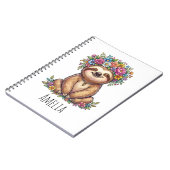Carnet Personalized Cute Floral Sloth with Flower Crown (Côté gauche)