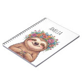 Carnet Personalized Cute Floral Sloth with Flower Crown   (Côté gauche)
