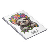Carnet Personalized Cute Floral Sloth with Flower Crown   (Côté Droit)