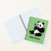 Carnet Personalized Cute Panda Bear Greenery Bamboo (Intérieur)