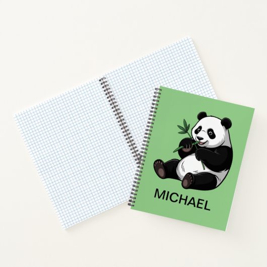Carnet Personalized Cute Panda Bear Greenery Bamboo (Intérieur)