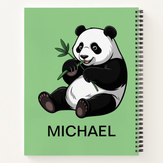 Carnet Personalized Cute Panda Bear Greenery Bamboo (Dos)