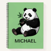 Carnet Personalized Cute Panda Bear Greenery Bamboo (Devant)