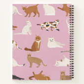 Carnet Personalized Cute Pink Cat Pattern Gift Cat Lover (Dos)