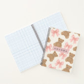 Carnet Personalized Cute Teddy Bear and Pink Bow Pattern (Intérieur)
