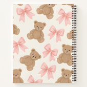 Carnet Personalized Cute Teddy Bear and Pink Bow Pattern (Dos)