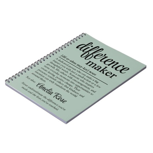 Carnet Personalized Difference Maker Definition Gift (Côté gauche)