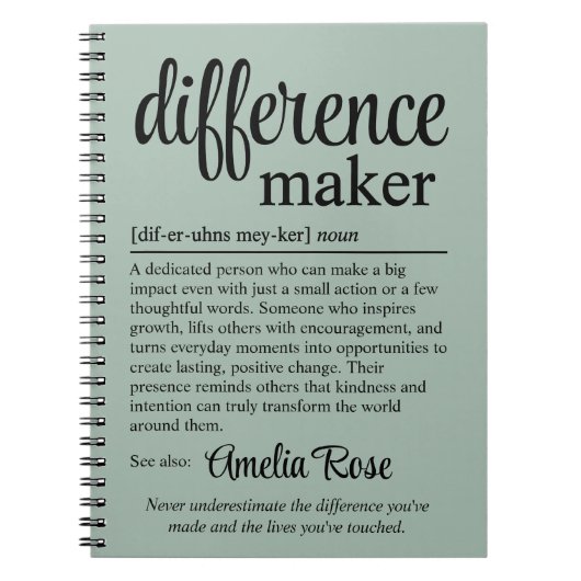 Carnet Personalized Difference Maker Definition Gift (Devant)