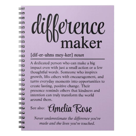 Carnet Personalized Difference Maker Definition Thank You (Devant)