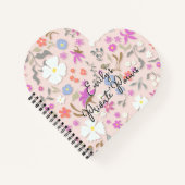 Carnet Personalized Ditsy Flowers heart-shape spiral (Devant)