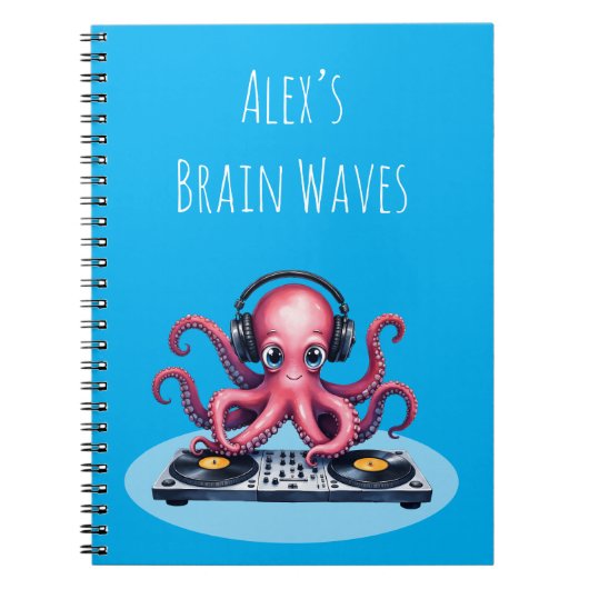 Carnet Personalized DJ Octopus Brain Waves Design (Devant)