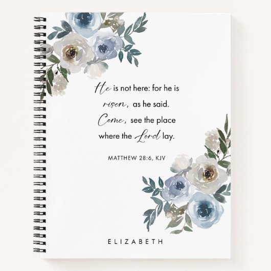 Carnet Personalized Easter Bible Verse Floral Christian (Devant)