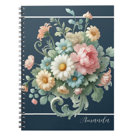 Carnet Personalized Elegant Botanical Floral Watercolor (Devant)