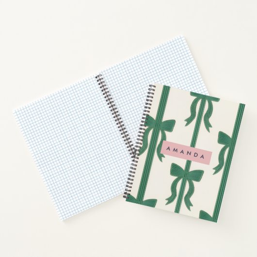 Carnet Personalized Elegant Green Bow Ribbon  (Intérieur)