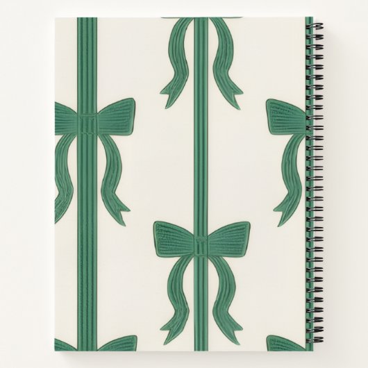 Carnet Personalized Elegant Green Bow Ribbon  (Dos)