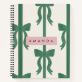 Carnet Personalized Elegant Green Bow Ribbon  (Devant)