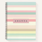 Carnet Personalized Elegant Pastel Macaron Stripe (Devant)