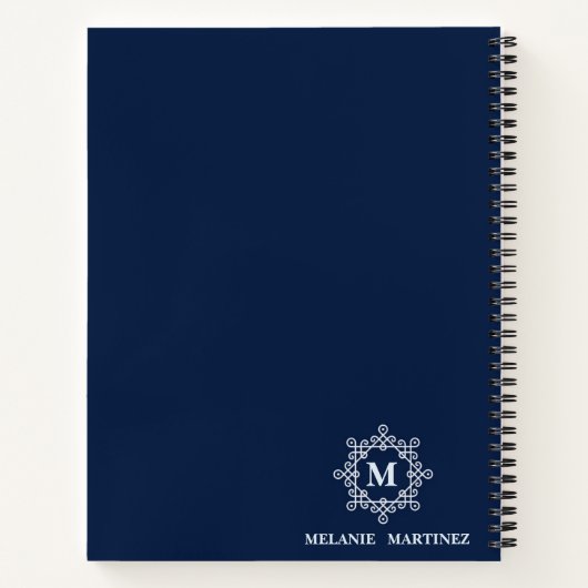 Carnet Personalized elegant retro trendy simple monogram (Dos)