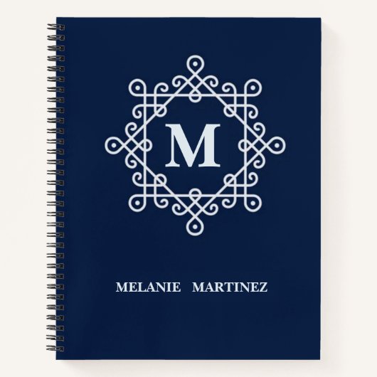 Carnet Personalized elegant retro trendy  simple monogram (Devant)