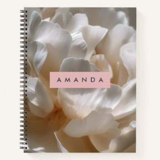 Carnet Personalized Elegant White Peony Bloom