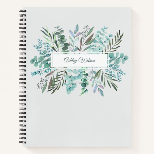 Carnet Personalized Eucalyptus Greenery Leaves Notebook (Devant)